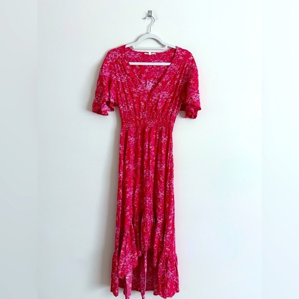 Abel The Label Anthropologie Red Boho CottageCore Flowy Dress Size XS